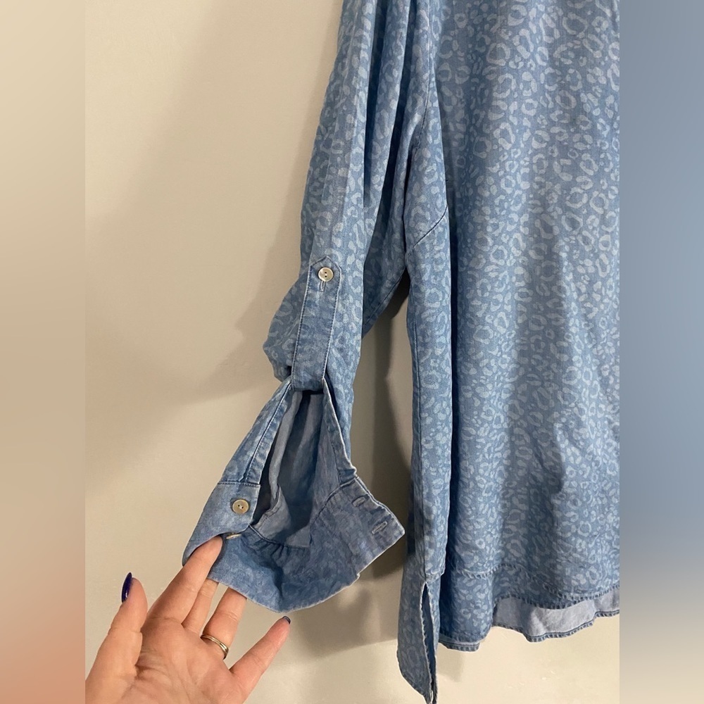 Soft Surroundings - Leopard Print Chambray Blouse - image 6